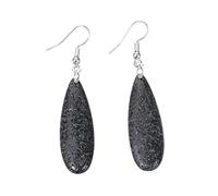 Boucles d ' oreilles pendantes en forme de larme avec ton, Spec C | Longs crochets d ' oreille verticaux, matériel de connexion argenté, profil de pendentif épuré et minimaliste