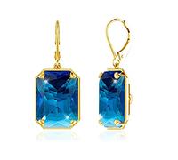 Boucles d’oreilles pendantes pour femmes bleu topaze accessoires océan plaqué bijoux-bleu,