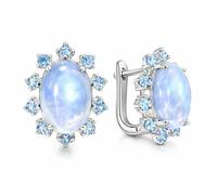 Boucles d oreilles pierre de lune femme argent 925 fermoir levier topaze bleue pierre pendentif bijou