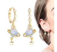 Boucles d’oreilles planète | Boucles d'oreilles créoles pour femmes - d'oreilles planète en, boucles étoile, boucles Saturn pendantes pour femmes et filles, bijoux pour