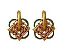 Boucles d’oreilles rétro originales de style chinois avec des clous d’oreille peints creux