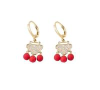 Boucles d’oreilles Ruyi Red Peace Ruyi Lock Micro-Pave Full Christmas and Year Style polyvalent