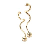 Boucles d ' oreilles spirales perlées 10MM, portables et confortables en acier inoxydable doré ou argenté