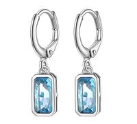 Boucles d’Oreilles Suspendues en Argent Sterling 925 Mars Birthstone, Boucles d’Oreilles en Cristal Bleu Marine, Boucles d’Oreilles pour Femmes