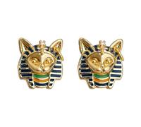 Boucles d ' oreilles tête de chat pharaons, émaillées, accessoires d ' oreille plaqués or, bijoux élégants pour femmes et hommes, boucles d ' oreilles de tous les jours