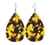 Boucles D‘Oreilles Texture De Roches En Fusion De Lave Tie-Dye Abstrait Amusantes Boucles D'Oreilles Pendantes Élégant Boucle D'Oreille En Simili Cuir Pour Quotidien Voyages Les Vacances