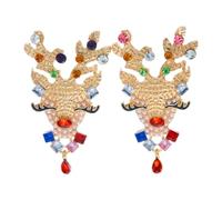Boucles d ' oreilles ton renne pour Noël | Paire en alliage de ton doré avec bijoux décoratifs festifs, vêtements attrayants pour femmes, rassemblement de
