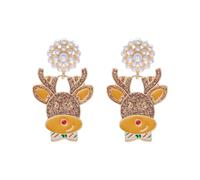 Boucles d ' oreilles ton renne pour Noël | Paire en alliage de ton doré avec bijoux décoratifs festifs, vêtements attrayants pour femmes, rassemblement de