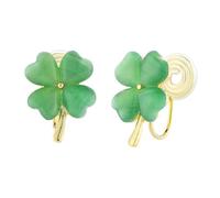 Boucles d’Oreilles Trèfle Vert à Quatre Feuilles - Clips Sans Percing Plaqué Or 18k Pour Cartilage Ou Lobe, Porte-Bonheur Chic Pour La Saint-Patrick Accessoire Élégant Pour Femme