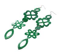 Boucles d ' oreilles trèfles verts audacieux, pièces de déclaration, crochets d ' oreille pendants, accessoire ajoute du charme à votre collection de bijoux, boucles d ' oreilles uniques