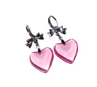 Boucles d ' oreilles uniques en forme de cœur sur le thème sombre avec nœud papillon, légères, confortables, hypoallergéniques pour oreilles sensibles, bijoux gothiques en alliage doux