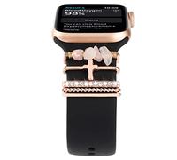 Boucles de bague décoratives en silicone compatibles avec Apple Watch 38 mm, 40 mm, 41 mm, 42 mm, 44 mm, 45 mm, bijoux en pierre écrasée pour iWatch Series 7, 6, 5, 4, 3, 2, 1 (sans bracelet) (rose