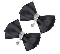 Boucles de Chaussures de Mariée Alliage de Zinc Nœud Décoratif Amovibles | Noir, Paire de Deux Pièces, Cristaux et Tissu, Clip Détachable, pour Fêtes et Mariages