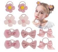 Boucles de cheveux Rose, 10 pcs noeud cheveux fille Fleur Petites boucles de cheveux Filles Boucles mignonnes Fleurs Boucles de tresses Boucles de nœuds Boucles de cheveux Femmes Styling Accessoires