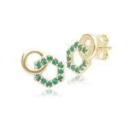 Boucles D'Öreilles Liées En Émeraude Hexagonales Et Ronde En Or Jaune 9 Carats