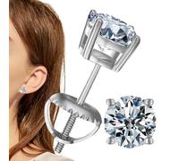 Boucles d'Oreille à Clous, Boucles d'Oreilles Femme avec Pierre de 2 Carats Créées en Laboratoire, Accessoire Mode Bijou Argent pour Voyage Rencontre Plage Mariage Anniversaire Noël, Pour Épouse Amie
