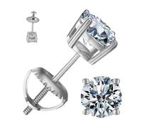 Boucles d'Oreille à Clous,Boucles d'Oreilles Femme avec Pierre de 2 Carats Créées en Laboratoire | Accessoire Mode Bijou Argent pour Voyage Rencontre Plage Mariage Anniversaire Noël | Pour Épouse Amie