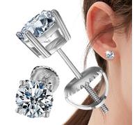 Boucles d'Oreille à Pousette,Boucles d'Oreilles Femme avec Pierre de 2 Carats Créées en Laboratoire,Accessoire Mode Bijou Argent pour Voyage Rencontre Plage Mariage Anniversaire Noël - Pour Épouse Ami