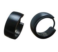 Boucles d'oreille créoles en acier inoxydable Noir mat 6 mm/16 mmØ Boucles d'oreille Étui de Créoles Femme Messieurs de Kikuchi