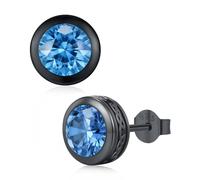 Boucles d'Oreille Homme Viking Celtique Boucles d'Oreilles Clous Noir avec Pierre de Naissance Pour Homme Femme