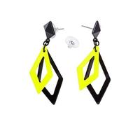 WIDMANN Boucles d'oreilles losanges fluo années 80/90 noir et jaune Femme