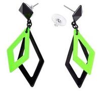 Boucles d'oreille losange noir et vert fluo (la paire) vert G