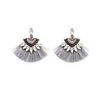 Boucles d'oreille Pompons en Forme d'éventail frange strass style bohème chic , stylé , design - GRIS ARGENT