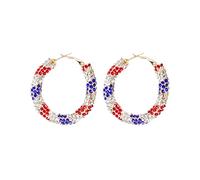 Boucles D'Oreilles 2023 nouvelles d'oreilles du jour de l'indépendance tissées à la main en aluminium rouge bleu pendentif drapeau américain (B, One Size)