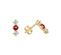 Boucles d'oreilles 375/- or jaune brillant avec 4 zircons blancs et 2 topazes...