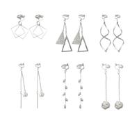 Boucles d'Oreilles - 6 Paires À Clip avec Pampilles, Feuilles, Design Torsadé, Perles - Bijoux Élégants et Polyvalents