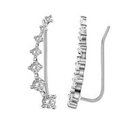Boucles d'oreilles 7 cristaux Quatre sept étoiles Zircon Bijoux français Boucles d'oreilles pour deuxième trou d'oreille, taille unique, Métal, Pas de gemme