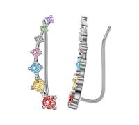 Boucles d'oreilles 7 cristaux Quatre sept étoiles Zircon Bijoux français Boucles d'oreilles pour deuxième trou d'oreille, taille unique, Métal, Pas de gemme