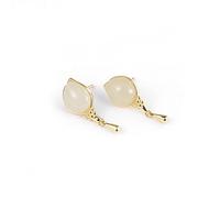 Boucles d'oreilles 925 Ancient French Craft Ball Boucles d'oreilles Femme Irréguleux Ancient White Jade Boucles d'oreilles Jade White Made en Chine