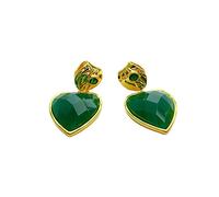 Boucles d'oreilles à aiguilles en argent S925 avec cœur de pêche incrusté d'émeraude et de personnalité européenne et américaine Boucles d'oreilles en or 18 carats plaquées cuivre