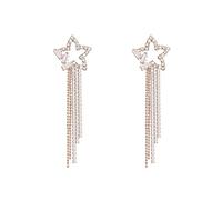 Boucles d'oreilles à aiguilles en argent S925 tempérament féminin long gland étoile à cinq branches boucles d'oreilles en zircon bijoux d'oreille