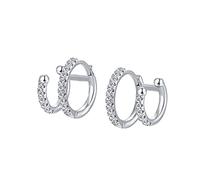 Boucles d'oreilles à boucles d'oreille à oreille à double zircon pour femmes sans boucle d'oreille perçante