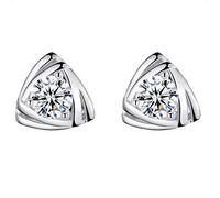 Boucles d'oreilles à bouton en argent avec cœur et âme Classiques Boucles d'oreilles Triangle pour femme Élégantes et populaires Design pratique