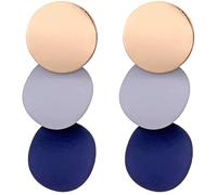 Boucles d'oreilles à bouton rondes géométriques à disque, boucles d'oreilles à disque multicouche, minimalistes, grisoDurability