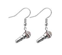 Boucles d'oreilles à breloques en forme de micro, bijoux musicaux, cadeaux pour chanteur, karaoké, cadeau pour professeur de musique, 2