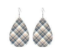 Boucles d'oreilles à carreaux roses Tartan4 pour femmes, en forme de goutte d'eau, accessoires tendance