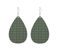Boucles d'oreilles à carreaux rustiques en forme de goutte d'eau, style tartan Sinclair, variante chasse, beige, gris, ivoire, neutres. Accessoires tendance.