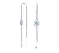 Boucles D'Oreilles À Chaîne Longue En Argent Sterling .925 Avec Flocons De Neige De Noël En Zircone Cubique Transparente Pour Femmes Et Adolescentes Lors D'Une Fête De Vacances D'Hiver Gelée