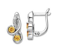 Boucles d'oreilles à charnière en plaqué rhodium avec citrine et topaze blanche 13,9 mm de long pour femme