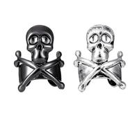 Boucles D'oreilles à Clip Crâne en Cuivre Noir 2pcs Punk Ambiance Halloween | Design Non Percé Confortable, Style Gothique Délicat et Créatif, pour Femmes et Hommes, Accessoire Noir