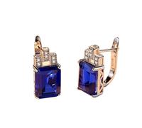 Boucles d'oreilles à clip en argent 925 avec pierres précieuses, 7,6 ct, imitation émeraude et saphir russes, bijoux pour femmes