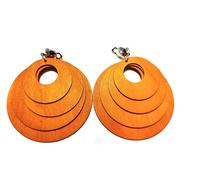 Boucles d'oreilles à clip en bois Bohème Cercle Boucles d'oreilles pendantes Couleurs assorties 7,6 cm Taille L, Moyen, Bois, Pas de pierre précieuse