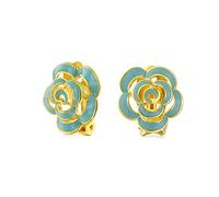 La Mode Émail 3D Fleur Bleu Fleurs Clipser Oreilles Non Percées Style Bouton Plaqué Or 14K Simulée Turquoise
