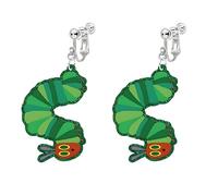 Boucles d'oreilles à clip en forme de chenille pour femme, motif papillon, poisson, chenille, lecture, livre de lecture, boucles d'oreilles à clipser pour enseignant, bijoux cadeau, Moyen, Acier allié