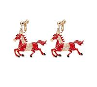 Boucles d'oreilles à clip en forme de cheval pour femme avec strass étincelants - Cadeau pour les amateurs de chevaux, Moyen, Métal, Pas de pierre précieuse