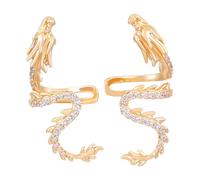 Boucles d'oreilles à clip en forme de dragon exquises pour femmes et hommes - Boucles d'oreilles à clip en cristal pour un usage quotidien, taille unique, Comme décrit, Comme décrit.
